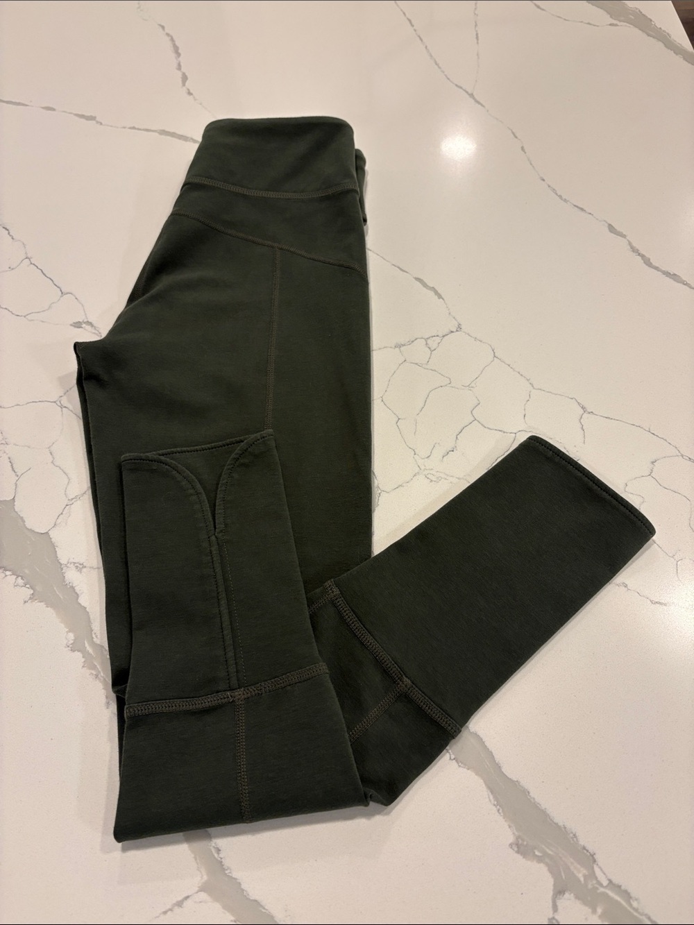 Free People Movement Olive Green Leggings with Tulip Hem 24” ~ Small